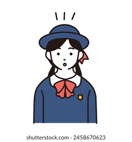A simple illustration of an elementary school student wearing a uniform with a flashing expression