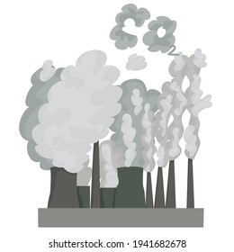 simple illustration of an enterprise with harmful CO2 emissions. the factory emits harmful gases. carbon dioxide gas. ecological problems. destruction of the ozone layer of the earth. vector flat.