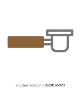 Simple illustration of an espresso machine portafilter with basic geometric shapes