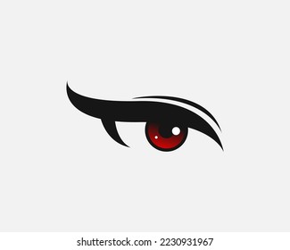 Simple illustration of eye with red pupil vector.