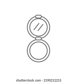 Simple illustration face compact makeup powder beauty outline icon with mirror . Isolated on white background.