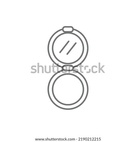 Simple illustration face compact makeup powder beauty outline icon with mirror . Isolated on white background.