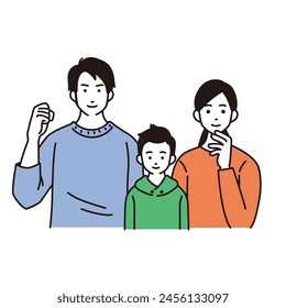 Simple illustration of a family of three