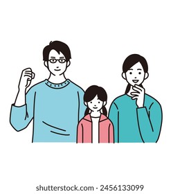 Ilustración simple de una familia de tres