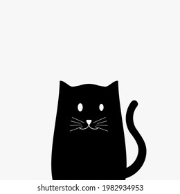 simple illustration of fat black cat