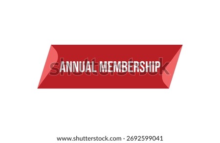 Simple illustration features a red ribbon with Annual Membership in white text, isolated on a white background.