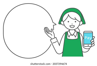 It is a simple illustration of a female clerk in a supermarket.Easy-to-use vector material.