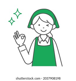 It is a simple illustration of a female clerk in a supermarket.Easy-to-use vector material.