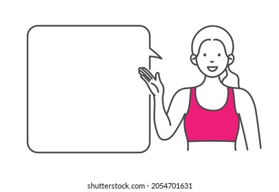 Simple illustration of a female sports trainer giving an explanation.It is a vector data which is easy to edit.