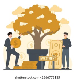 Simple illustration of financial investment theme with strategies for growing wealth and future planning