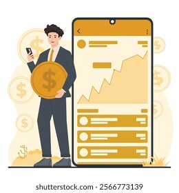 Simple illustration of financial investment theme with strategies for growing wealth and future planning