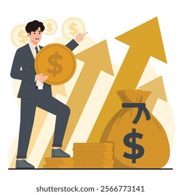 Simple illustration of financial investment theme with strategies for growing wealth and future planning