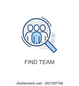 Simple Illustration FIND TEAM Icon With Blue And Slightly Gray Lines, Suitable For Use In Your Presentation Business, Website Icon, Marketing Tools, Simple And Easy To Apply