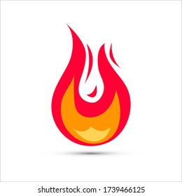 Simple illustration of fire in flat style. Fire flame vector illustration image