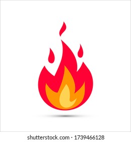 Simple illustration of fire. Vector icon of flame in cartoon flat style.