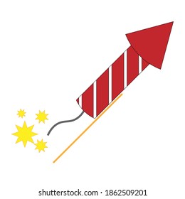 Ilustración simple de cohetes de fuegos artificiales o petardo para las vacaciones de Navidad
