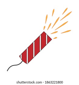 Simple illustration of firework rocket or petard for Christmas holiday