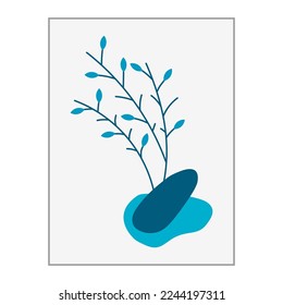 SIMPLE ILLUSTRATION FLORAL MINIMALIST DESIGN. LINE ART DRAWING PASTEL COLOR GOOD FOR WALLPAPER, COVER, POSTER, PRINT