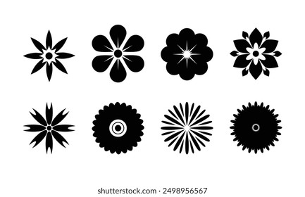 simple illustration of flower icons. set of flat flower icons
