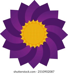 A simple illustration of a flower with purple petals.