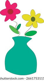 ilustração simples de flores em um vaso