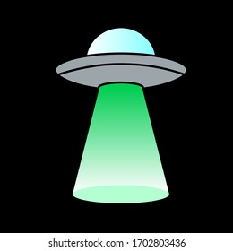 Simple illustration of a flying saucer with a ray of light