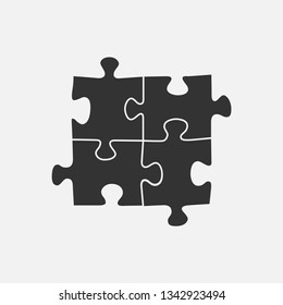 Simple illustration of a four pieces puzzle isolated on white background.