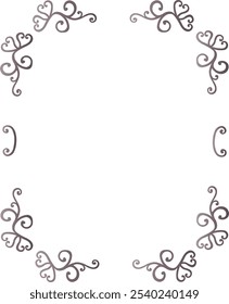 Simple illustration of a frame with sepia heart motif