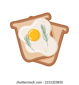 Simple illustration with fried egg and thought of ruddy toasts for breakfast