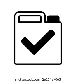 A Simple illustration of a Fuel Can with a Checkmark Sign