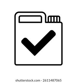 A Simple illustration of a Fuel Can with a Checkmark Sign