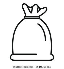 Ilustración simple de una bolsa de basura llena atada con cuerda, aislada sobre un fondo blanco