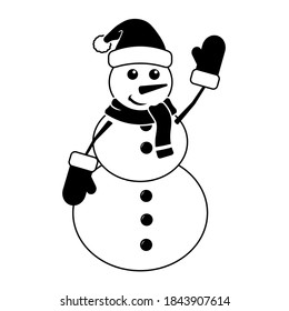 Simple illustration of funny snowman Concept for Christmas holiday