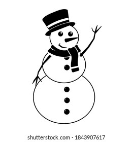 Simple illustration of funny snowman Concept for Christmas holiday