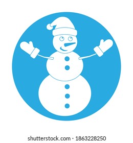 Simple illustration of funny snowman Concept for Christmas holiday