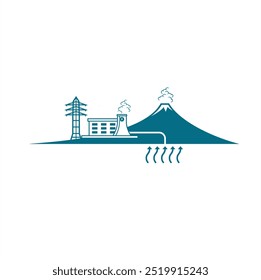 Ilustración simple de energía geotérmica, Arte vectorial.