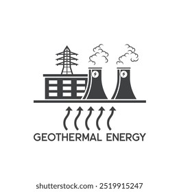 Ilustración simple de energía geotérmica, Arte vectorial.