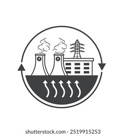 Ilustración simple de energía geotérmica, Arte vectorial.