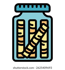 Simple illustration of a glass jar holding crunchy wafer sticks, perfect for snack time.