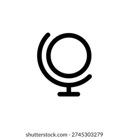 Simple illustration of a globe icon on a stand, representing Earth or global concepts.