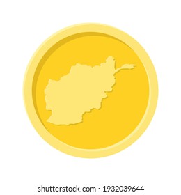 Simple illustration of gold coin or medal with Afghanistan map Concept of internet icon