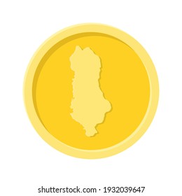 Simple illustration of gold coin or medal with Albania map Concept of internet icon