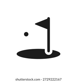 Simple illustration of a golf hole marker with a ball on a green