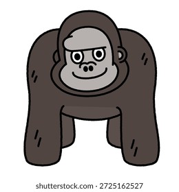 Uma ilustração simples de um gorila de pé voltado para a frente.