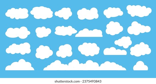 Simple illustration graphic symbol cloud of various shapes on blue background