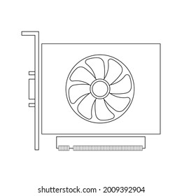 Simple illustration of graphics card GPU. Personal computer component icon