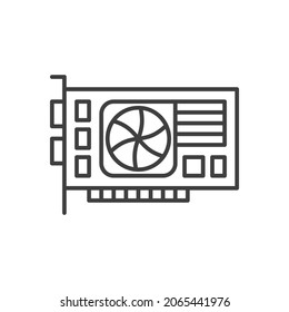 Simple ilustración de la GPU de tarjeta gráfica. Icono de componente de equipo personal