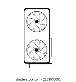 Simple illustration of graphics card GPU. Personal computer component icon
