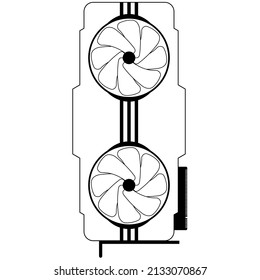Simple illustration of graphics card GPU. Personal computer component icon