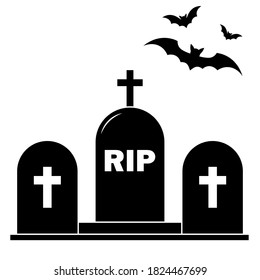 Simple illustration of grave icon Concept for Halloween day